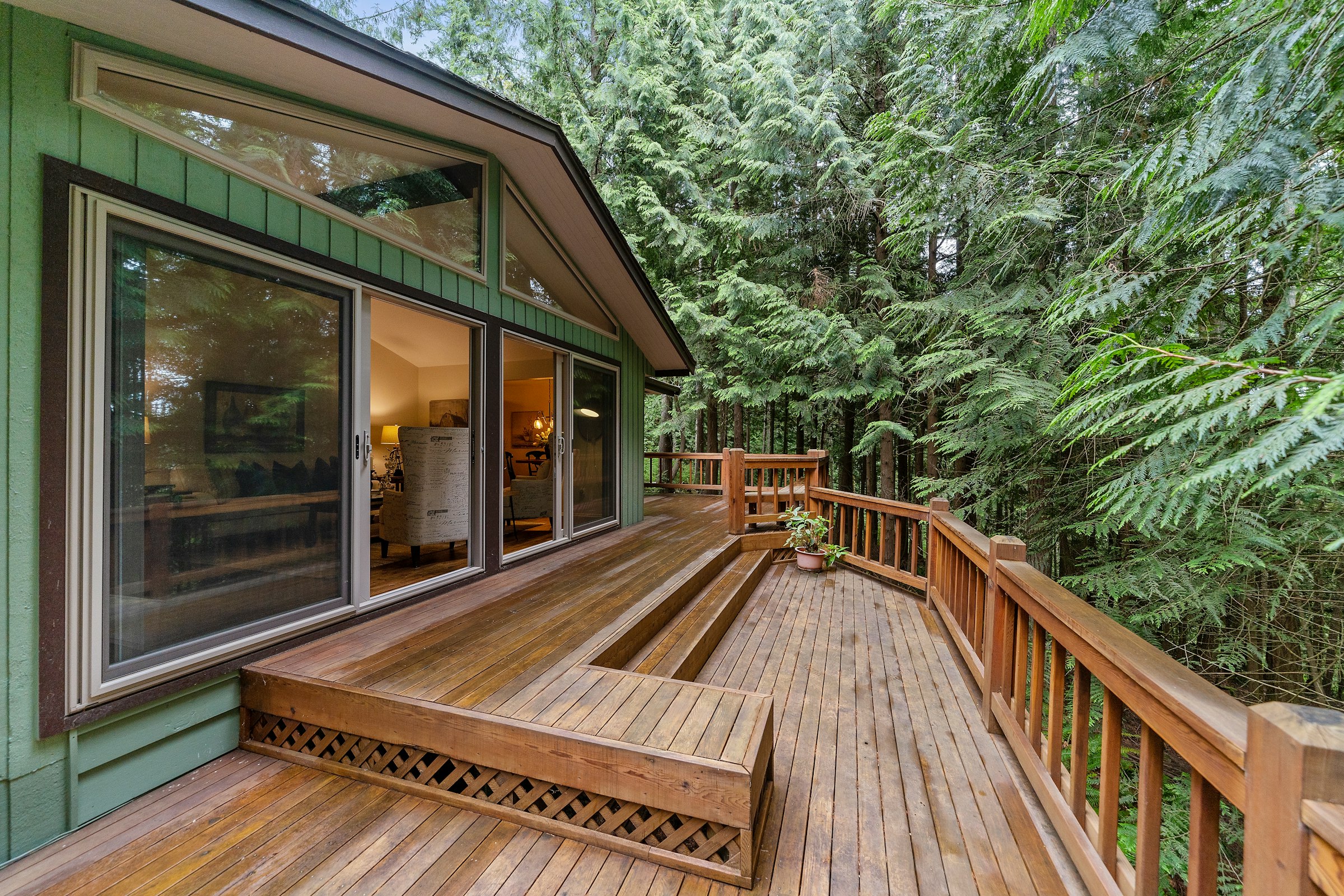 Freshly stained wood deck at a Michigan home